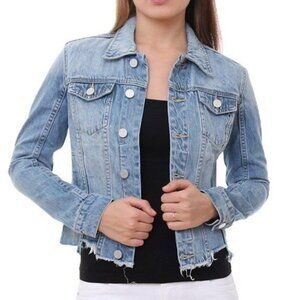 Blank NYC distressed light wash denim jean jacket women small